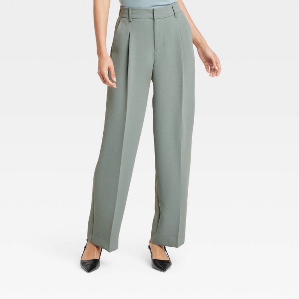 Women's Sage Green Tailored Pants - Picture 1 of 7